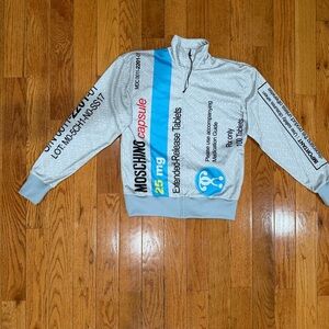 Moschino Gray and Blue Graphic Zip-Up jacket Women Small